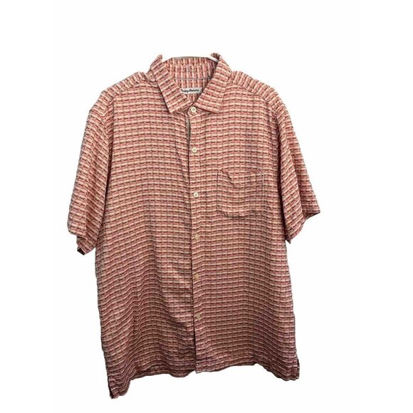 Tommy Bahama Peach Geovanni Camp Shirt 100% Silk Size Large - Picture 1 of 9